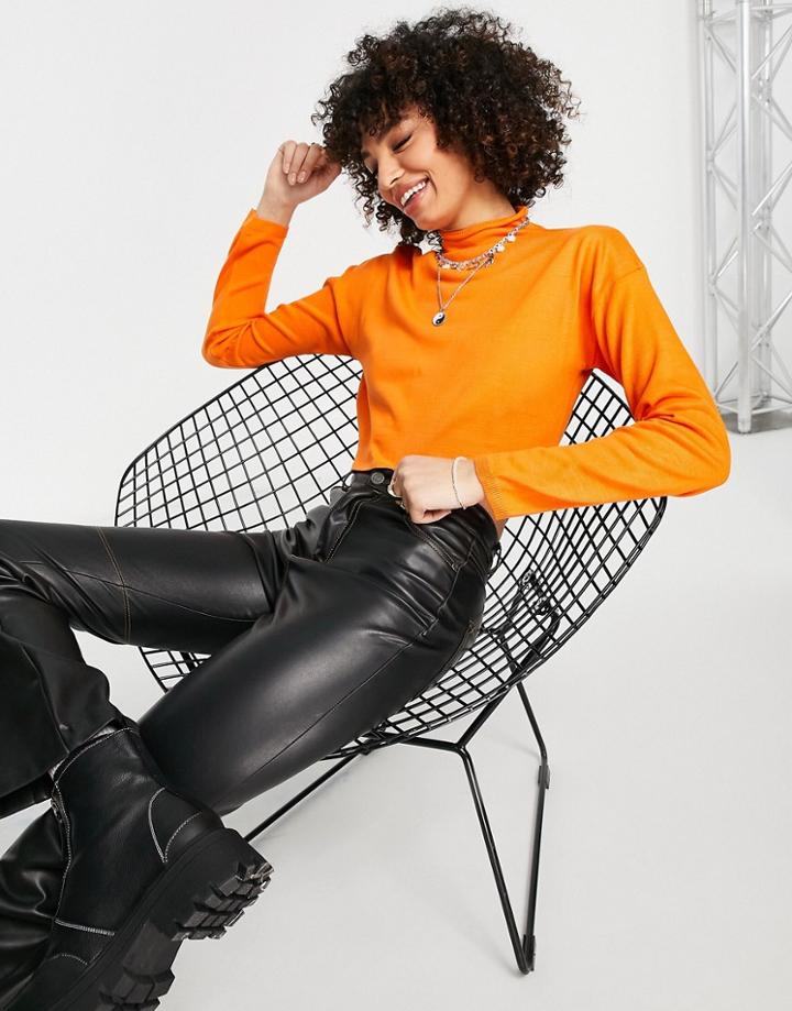 Bolongaro Trevor Cropped High Neck Sweater In Orange