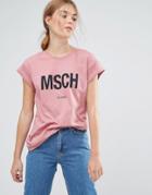 Moss Copenhagen Boyfriend T-shirt With Varsity Logo - Pink