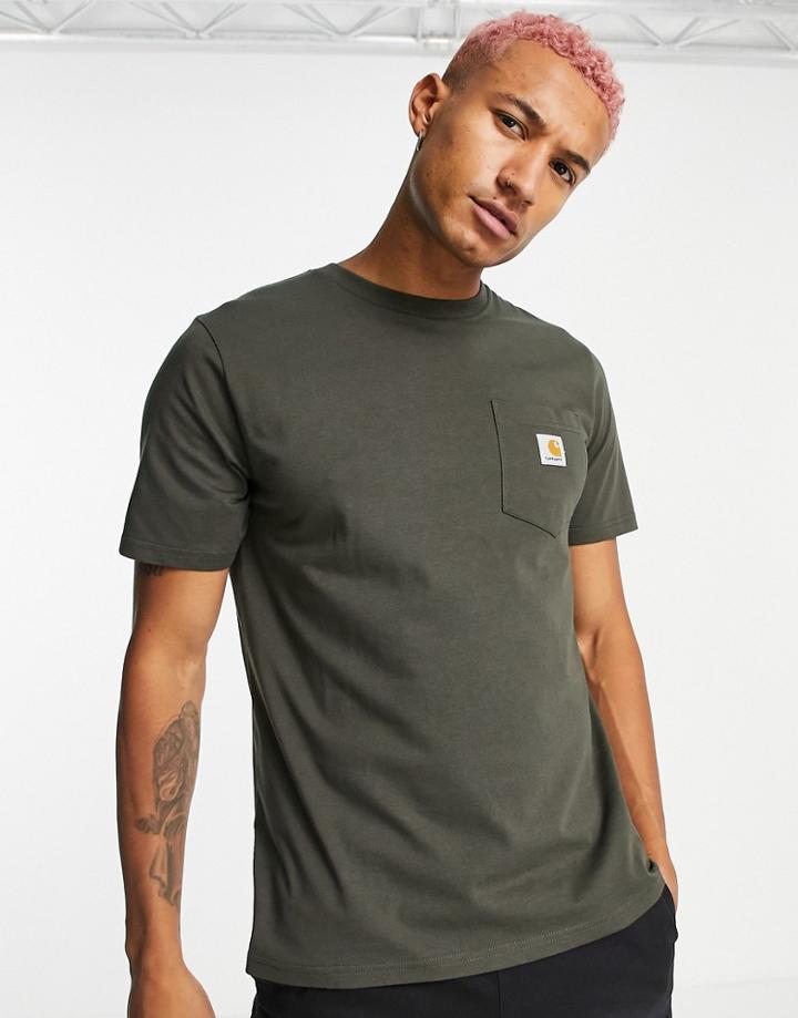 Carhartt Wip Pocket T-shirt In Khaki-green