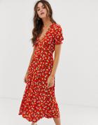 Faithfull Ari Floral Midi Dress-red
