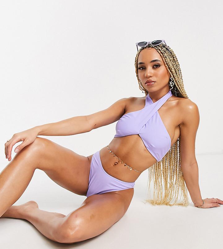 Vai21 Halterneck Wrap Around Bikini In Lilac-purple