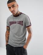 Asos Raglan T-shirt With Sleeve Taping And Higher Life Embroidery - Gray