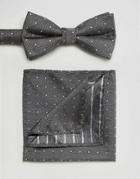 Selected Homme Tie & Pocket Square Set - Gray