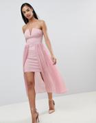 Rare London Bardot Pleat Skirt Mini Dress-blue