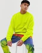 Asos Design Overized Sweatshirt In Acid Lime-green
