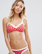 Seafolly Polka Dot Plunge Bikini Top - Red