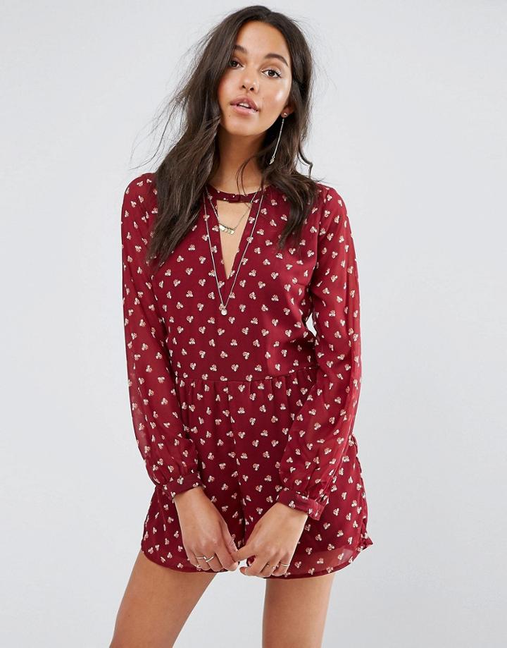 Abercrombie & Fitch Choker Neck Winter Floral Romper - Multi