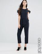 Asos Tall Jumpsuit With Tie Cold Shoulder Detail - Pink