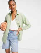 Helene Berman Short Shacket Overshirt In Green