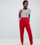 Asos Design Petite High Waist Tapered Pants - Red
