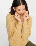 Vero Moda Zip Funnel Neck Sweater In Camel-brown