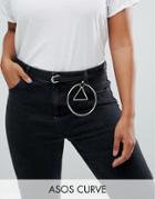 Asos Curve Ring Triangle Detail Jean Belt - Black