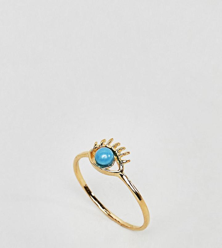 Asos Gold Plated Sterling Silver Eye Ring - Gold