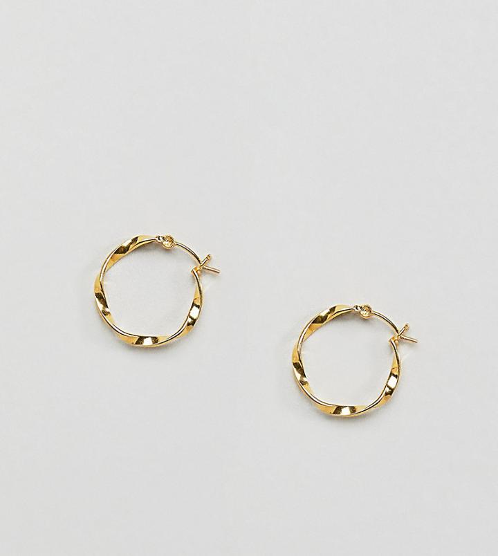 Asos Design Gold Plated Sterling Silver Twist Hoop Earrings - Gold