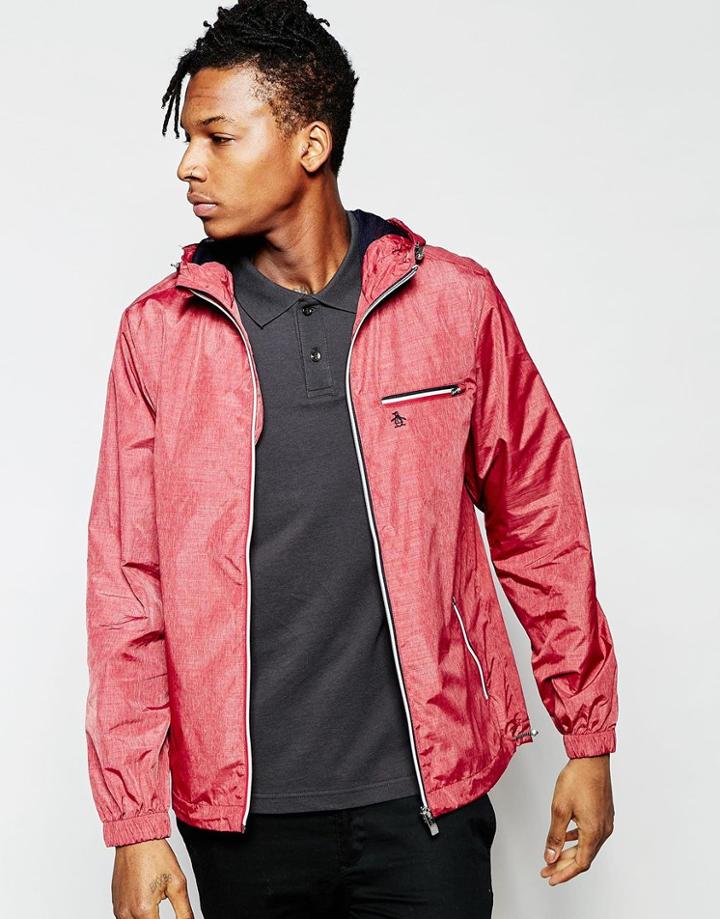 Original Penguin Lightweight Hooded Jacket - Red