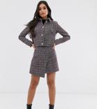 Fashion Union Petite A-line Wrap Mini Skirt In Tweed Two-piece - Red