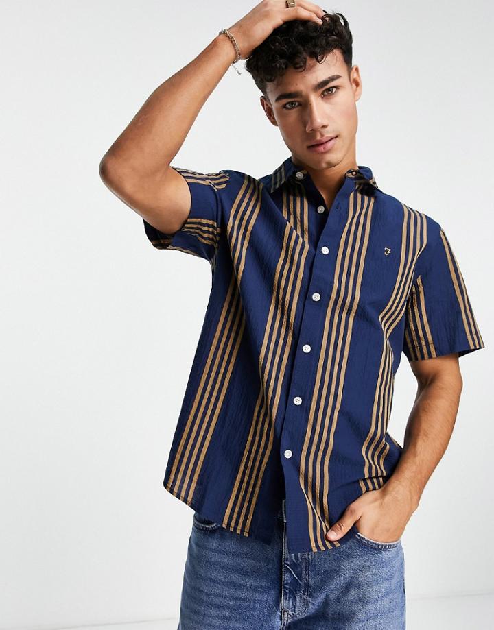 Farah Seesucker Shirt In Blue
