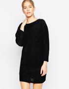 Ganni Kylie Velvet Leopard Shift Dress - Black