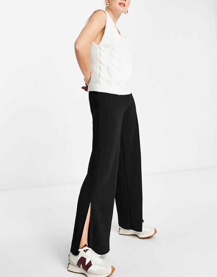 Y.a.s Glitter Stripe Wide Leg Pants In Black - Part Of A Set