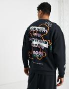 Crooked Tongues Oversized Sweatshirt With Groove Prints In Black - Part Of A Set
