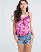Gypsy 05 Tie Cami With Crochet Trim - Yena B Eggplant
