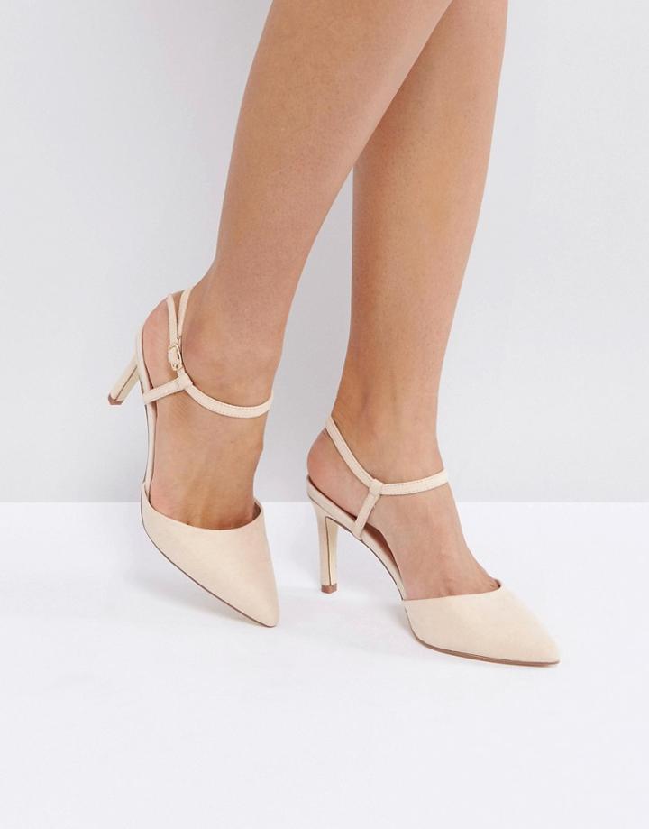 London Rebel Mid Height Court Heels - Beige