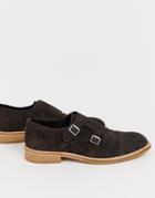 Selected Homme Suede Monk Shoes-brown