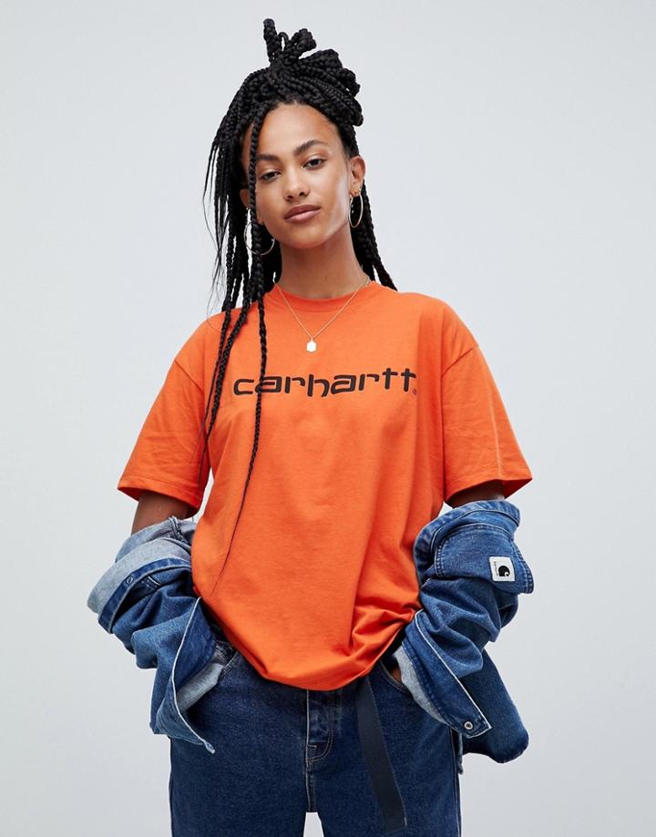 Carhartt Wip Relaxed T-shirt With Logo - Orange