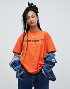 Carhartt Wip Relaxed T-shirt With Logo - Orange