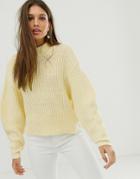 Asos Design Chunky Sweater With Crew Neck - Yellow