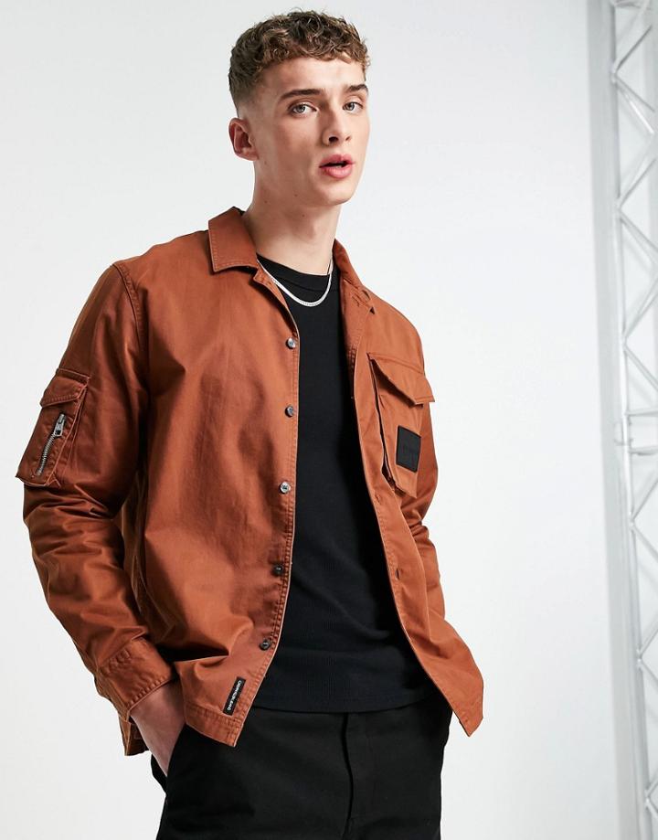 Calvin Klein Jeans Utility Overshirt In Brown