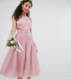 Tfnc Embellished Midi Bridesmaid Dress With Full Prom Skirt - Pink