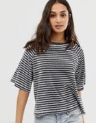 Asos Design T-shirt In Boxy Fit In Burnout Stripe - Multi