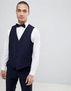 French Connection Slim Fit Peak Collar Tuxedo Suit Vest-navy
