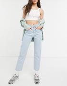 Cotton: On Mom Jeans In Light Wash Blue-blues