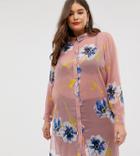 Junarose Floral Long Line Shirt - Pink