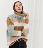 River Island Roll Neck Sweater In Stripe - Multi