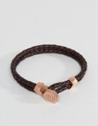 Fred Bennett Leather Bracelet With Button Opening - Brown