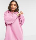 Asos Design Petite Mini Sweatshirt Hoodie Dress In Bubblegum Pink