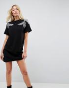 Asos Sweat Dress With Embellished Shoulders - Black