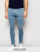 Reclaimed Vintage Super Skinny Jeans With Super Rips - Light Wash