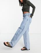 Weekday Rail Organic Cotton Mid Rise Straight Leg Jeans In Pen Blue-blues