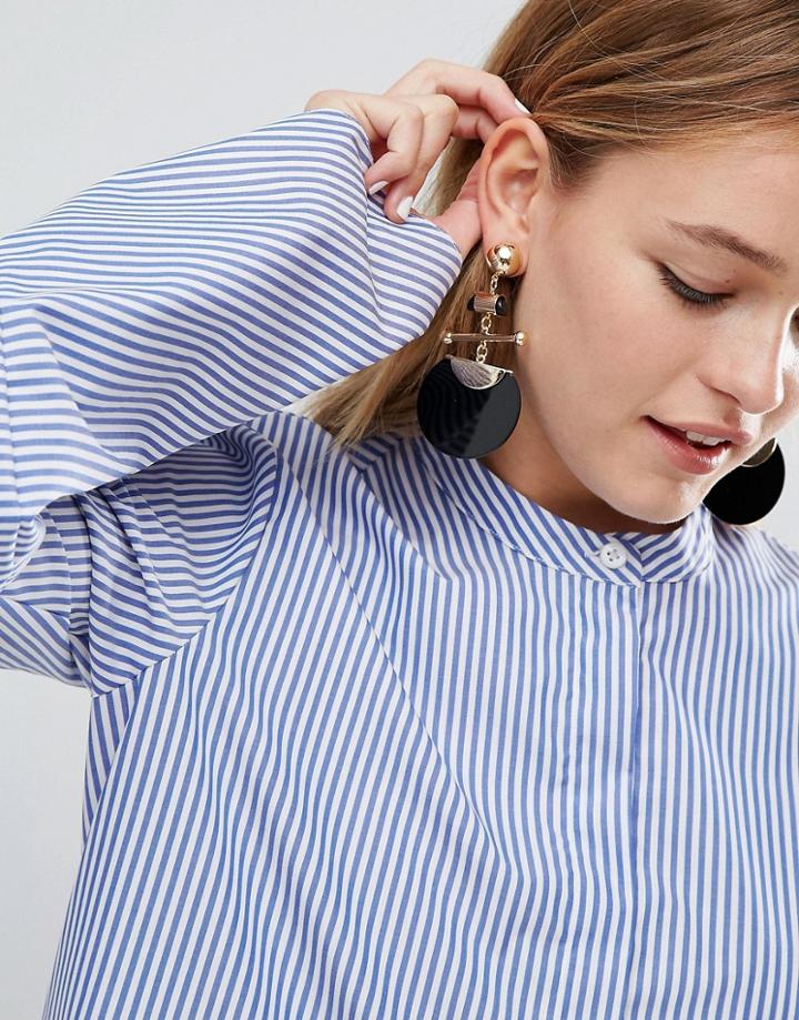 Asos Statement Disc And Bar Earrings - Gold