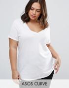 Asos Curve Ultimate V Neck Slouchy T-shirt - White