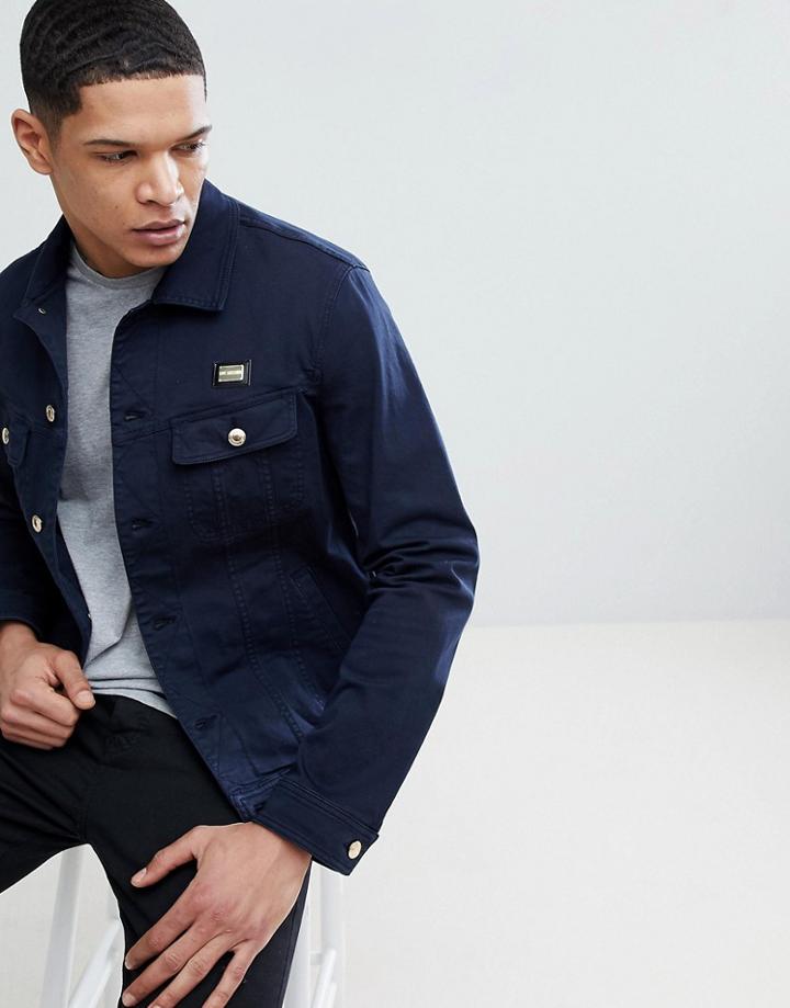 Love Moschino Denim Jacket In Blue With Gold Badge - Blue
