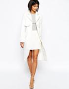 Asos Trench With Oversized Pockets And Seam Detail - Cream