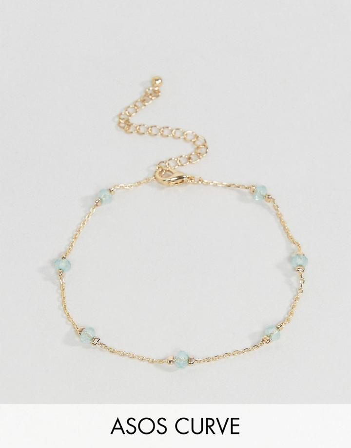 Asos Curve Fine Stone Station Chain Bracelet - Gold