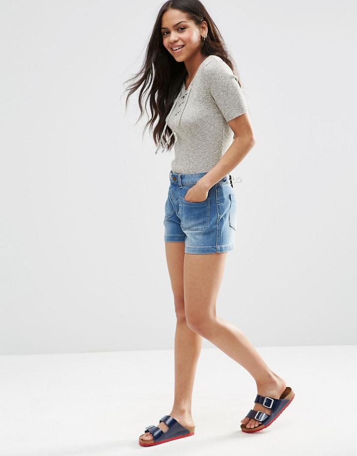 Brave Soul Pocket Denim Shorts - Light Blue