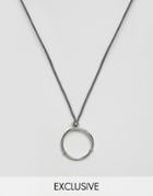 Designb London Circle Suede Necklace In Gray - Gray