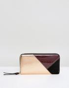 Asos Suedette And Patent Mix Zip Around Purse - Multi